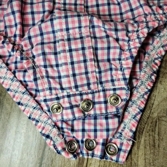 Carter's Baby Boy Size 9m Pink and Blue Plaid 100% Cotton Button Down Shirt - Picture 6 of 13